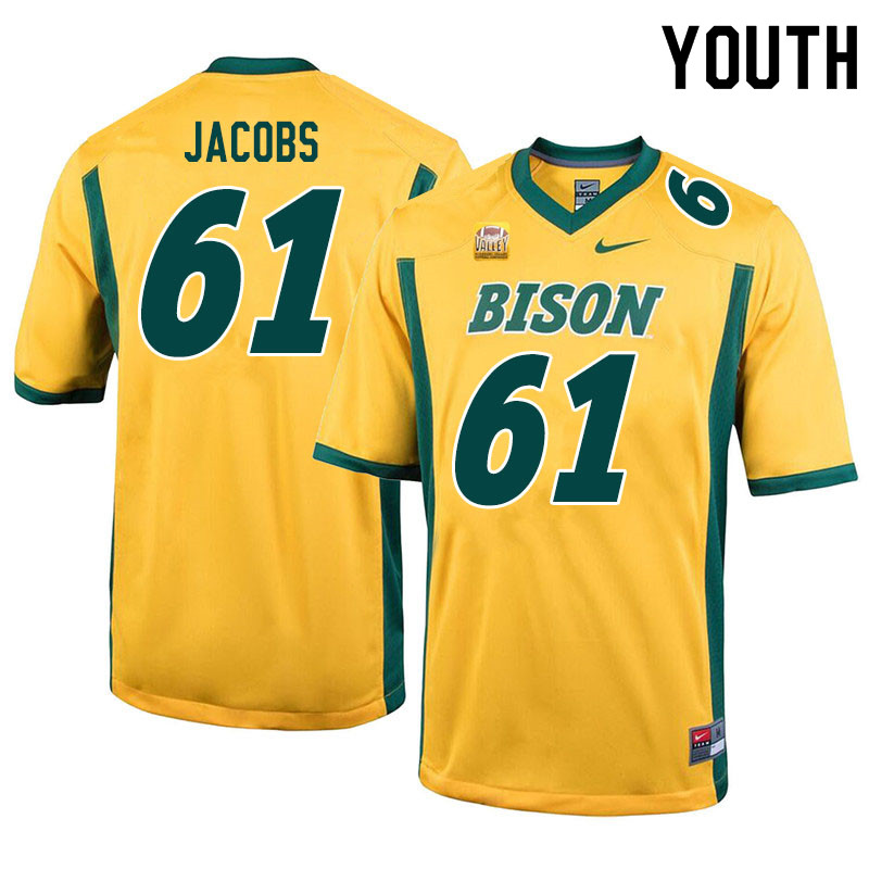 Youth #61 Nolan Jacobs North Dakota State Bison College Football Jerseys Sale-Yellow